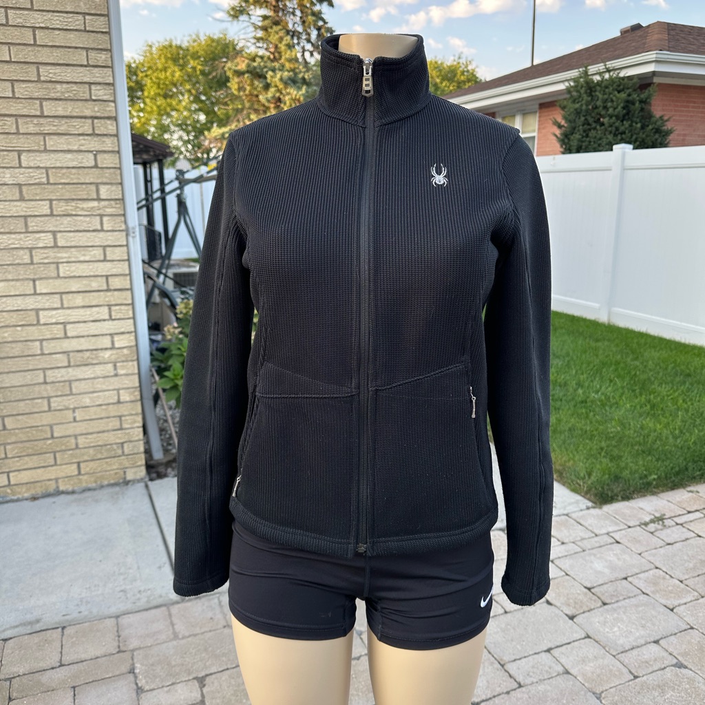 Spyder Full Zip Sweatshirt Jacket Ribbed Black Size S